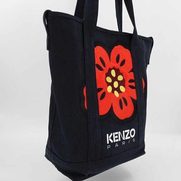 Kenzo Boke Flower Floral Logo Shopper Shoulder Tote Bag Denim Blue - Picture 9 of 12